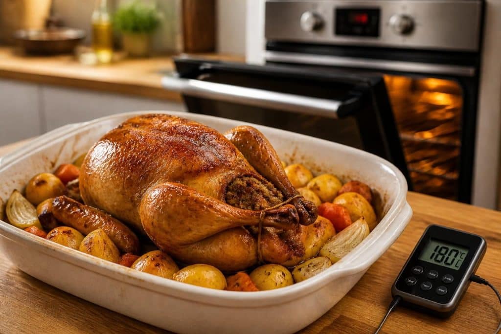 découvrez le temps de cuisson optimal pour un rôti de pintade farcie au four à 180°c, adapté selon le poids pour un résultat parfaitement tendre et savoureux.