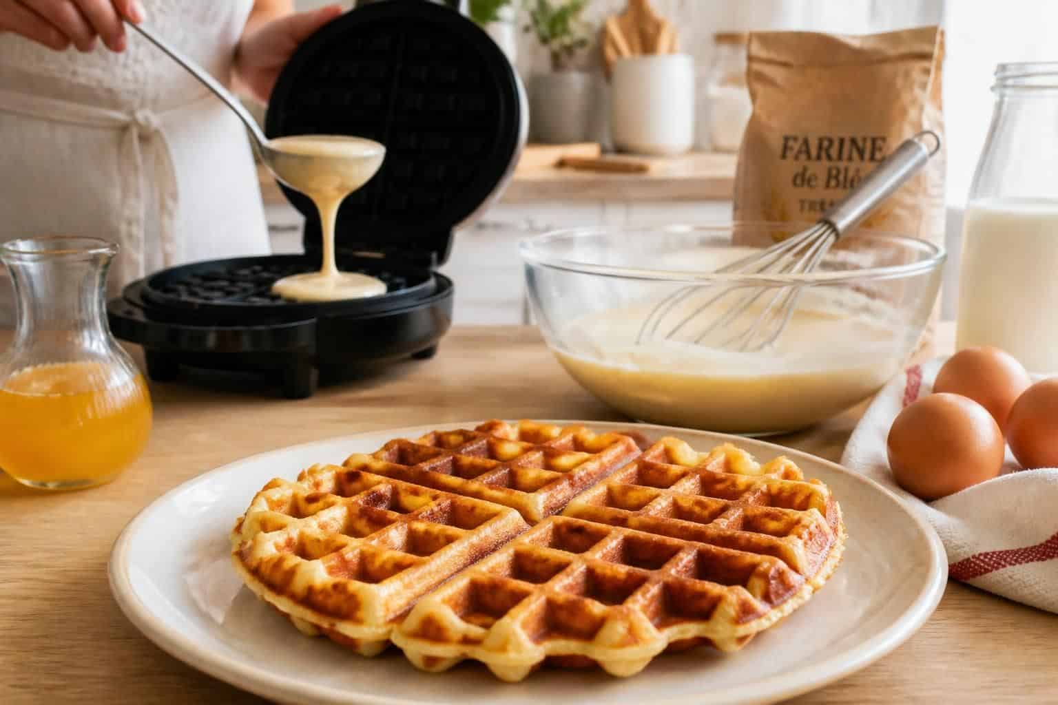 découvrez la recette traditionnelle de la pâte à gaufre de grand-mère, facile et rapide à réaliser pour des gaufres délicieusement croustillantes et moelleuses.