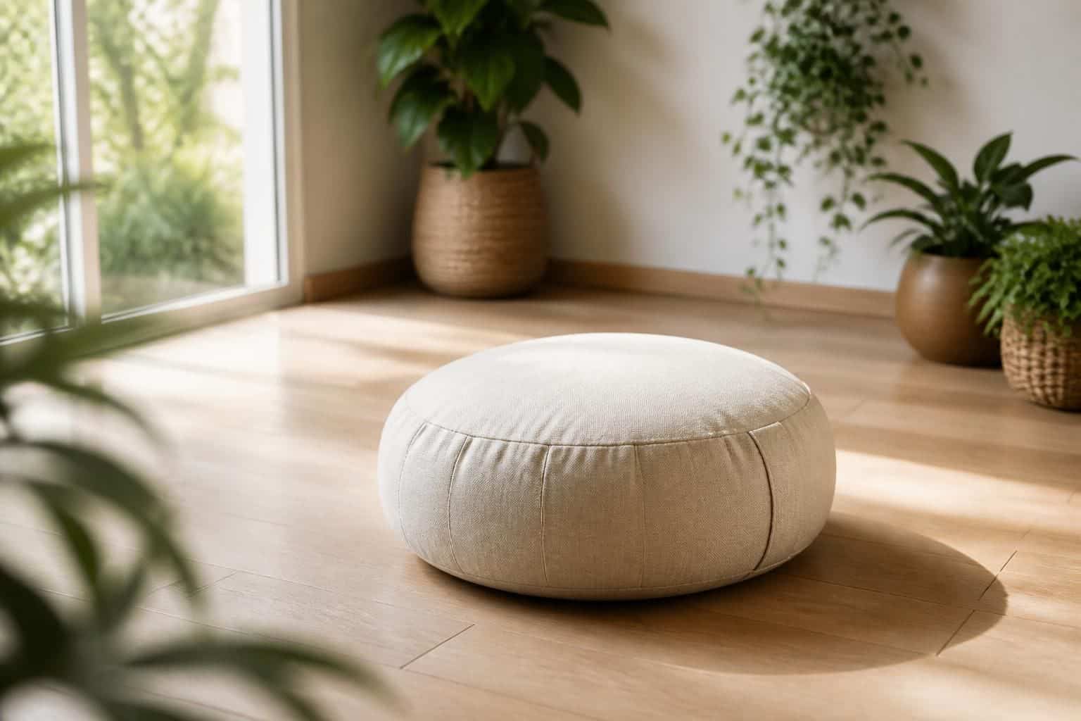 découvrez notre zafu, un coussin de méditation alliant confort optimal et respect de l'environnement pour des séances apaisantes et durables.